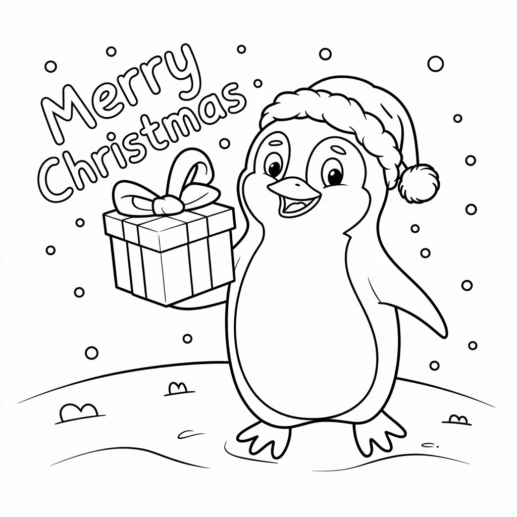 coloring pages of christmas penguins