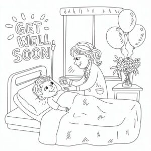 get well soon color page