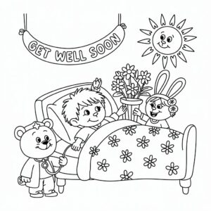 coloring pages of get well soon