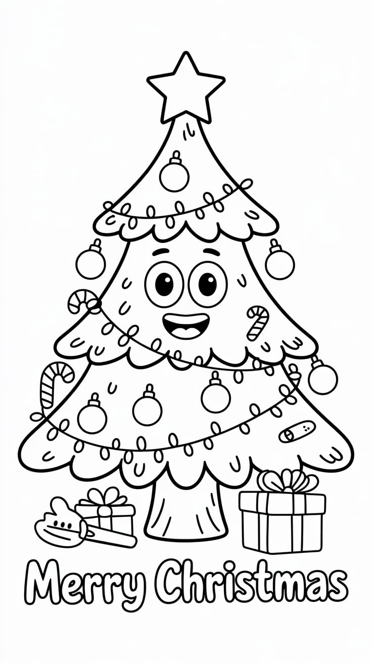 coloring page christmas tree