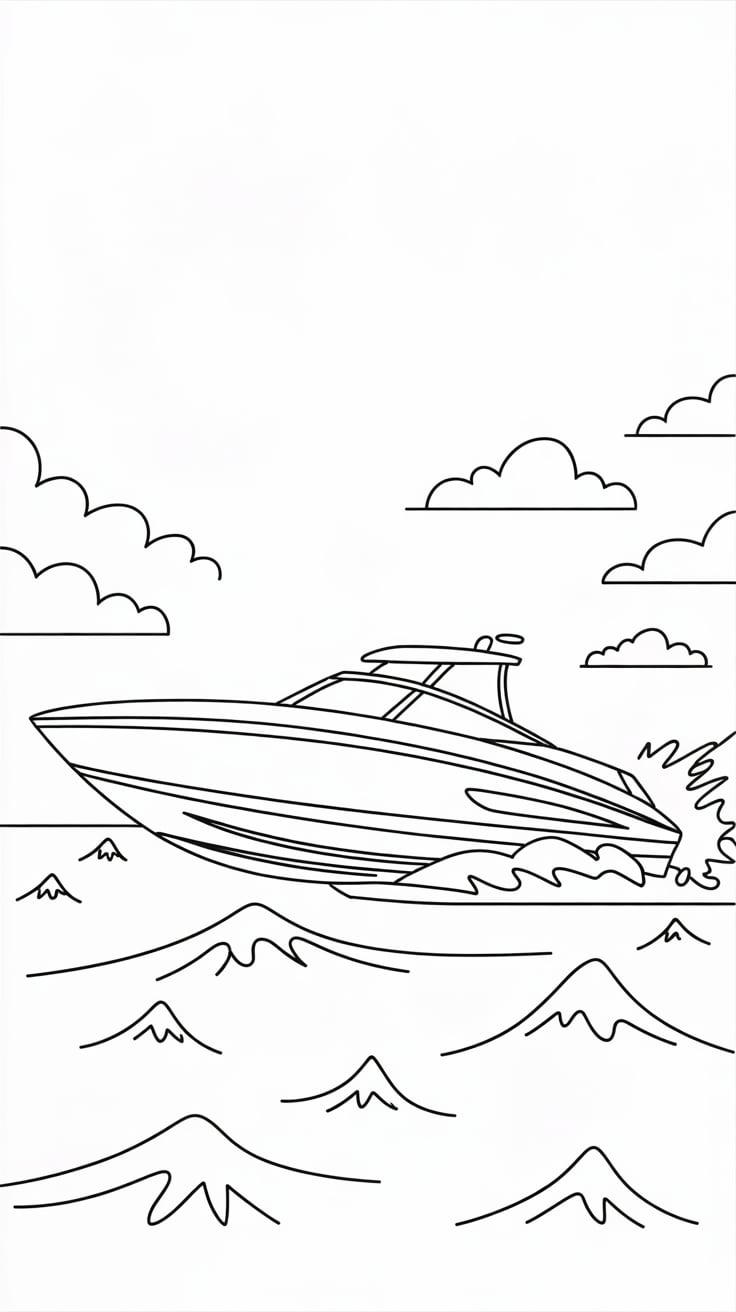 speed boat coloring page