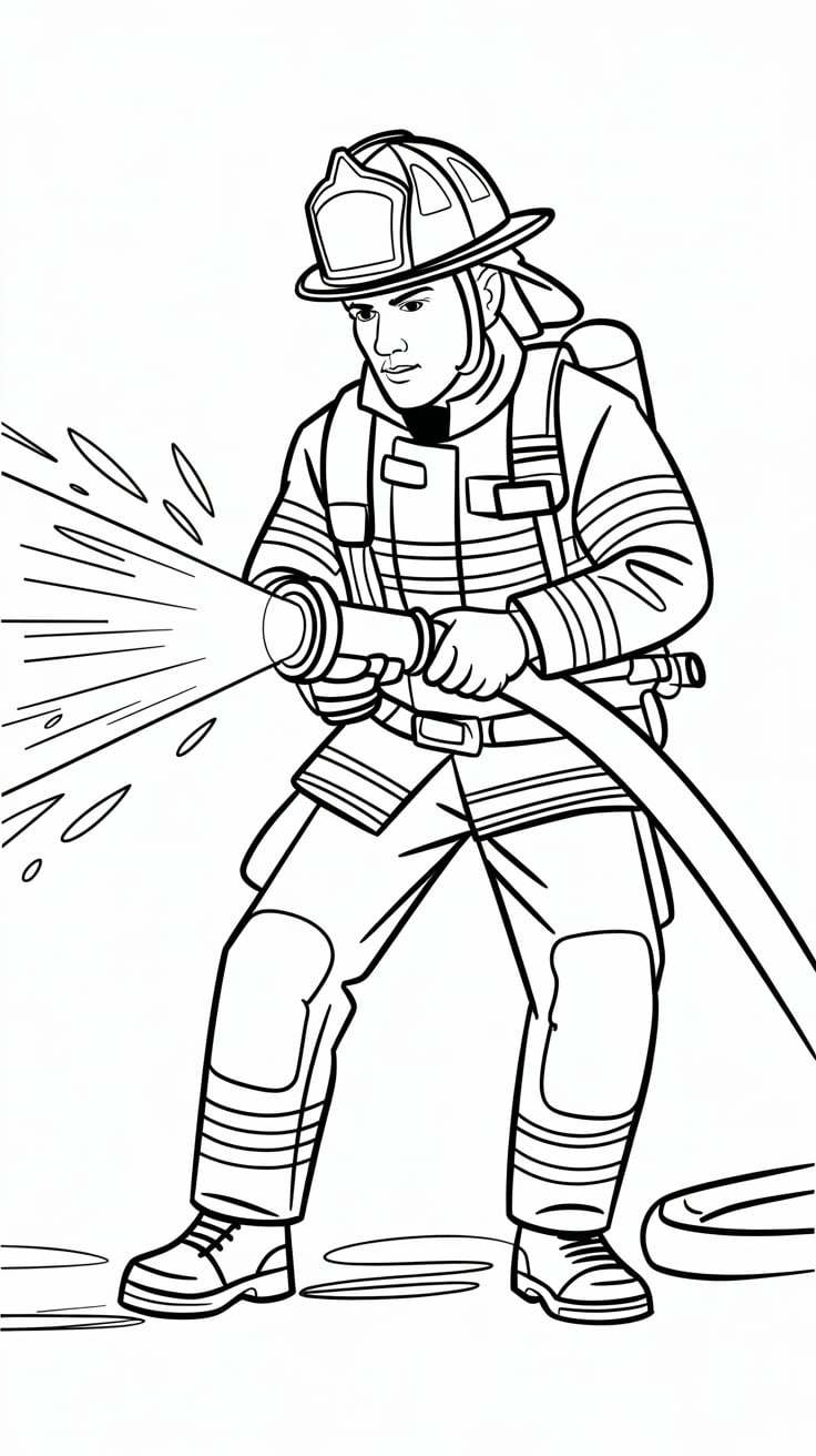 f is for firefighter coloring page