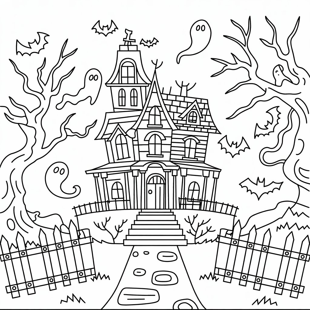 coloring page house