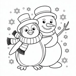 christmas penguin coloring pages