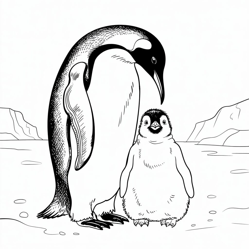 coloring page penguin
