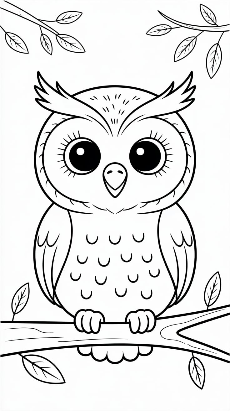 easy owl coloring pages