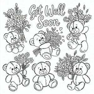 get well soon coloring cards