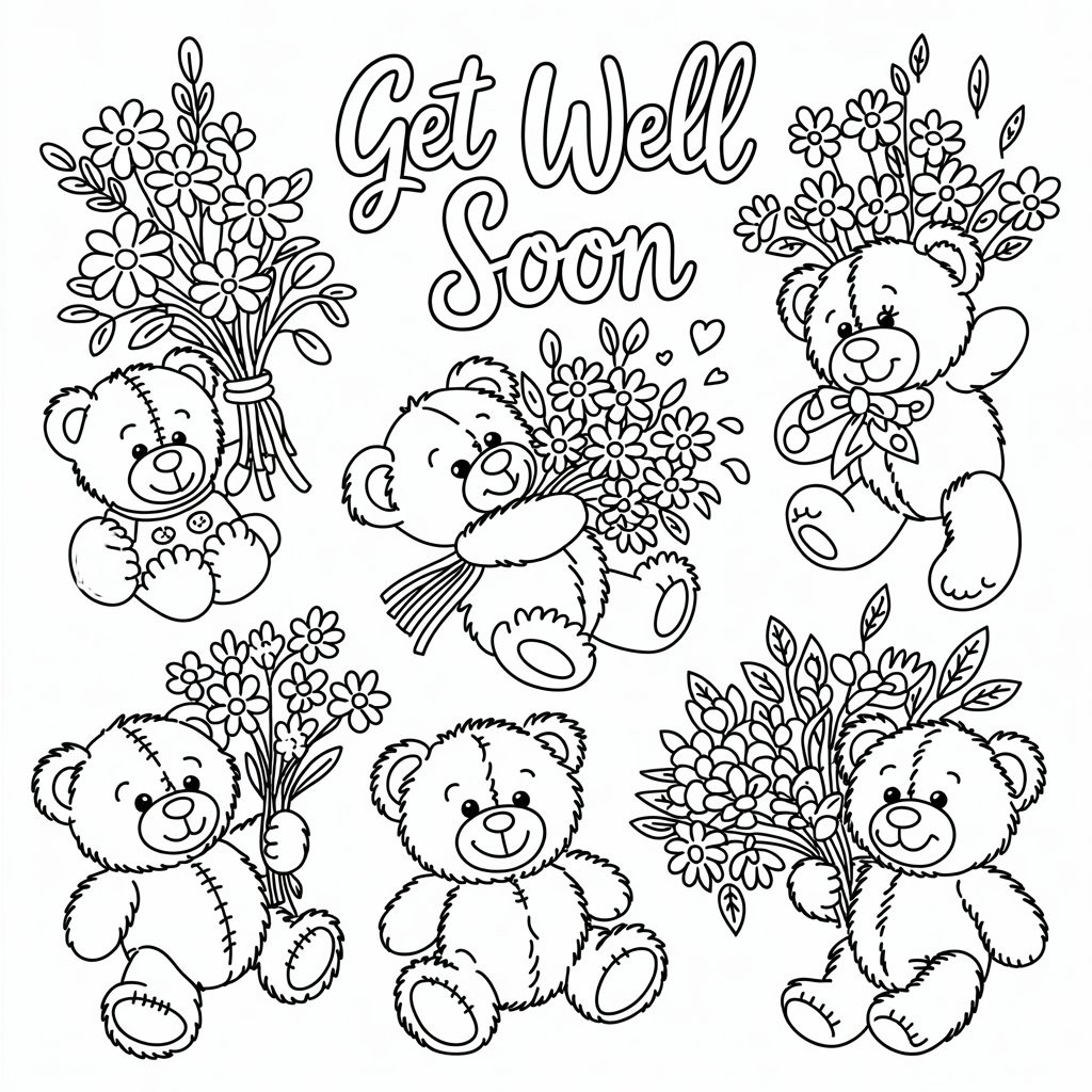 get well soon coloring cards