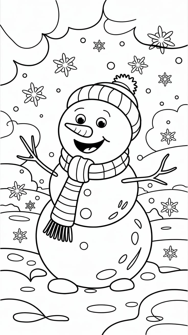 printable coloring pages snowman