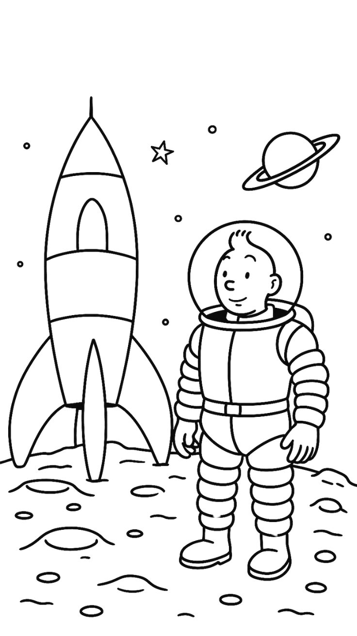 rocket ship coloring page