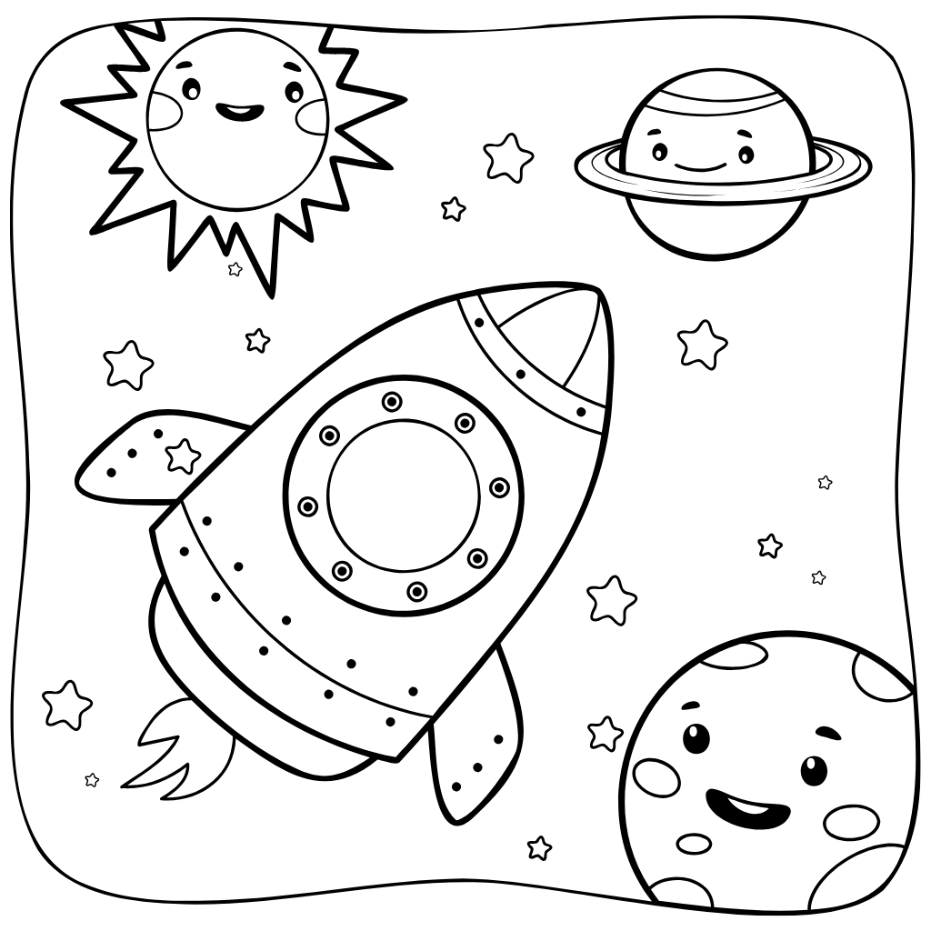rocket coloring page