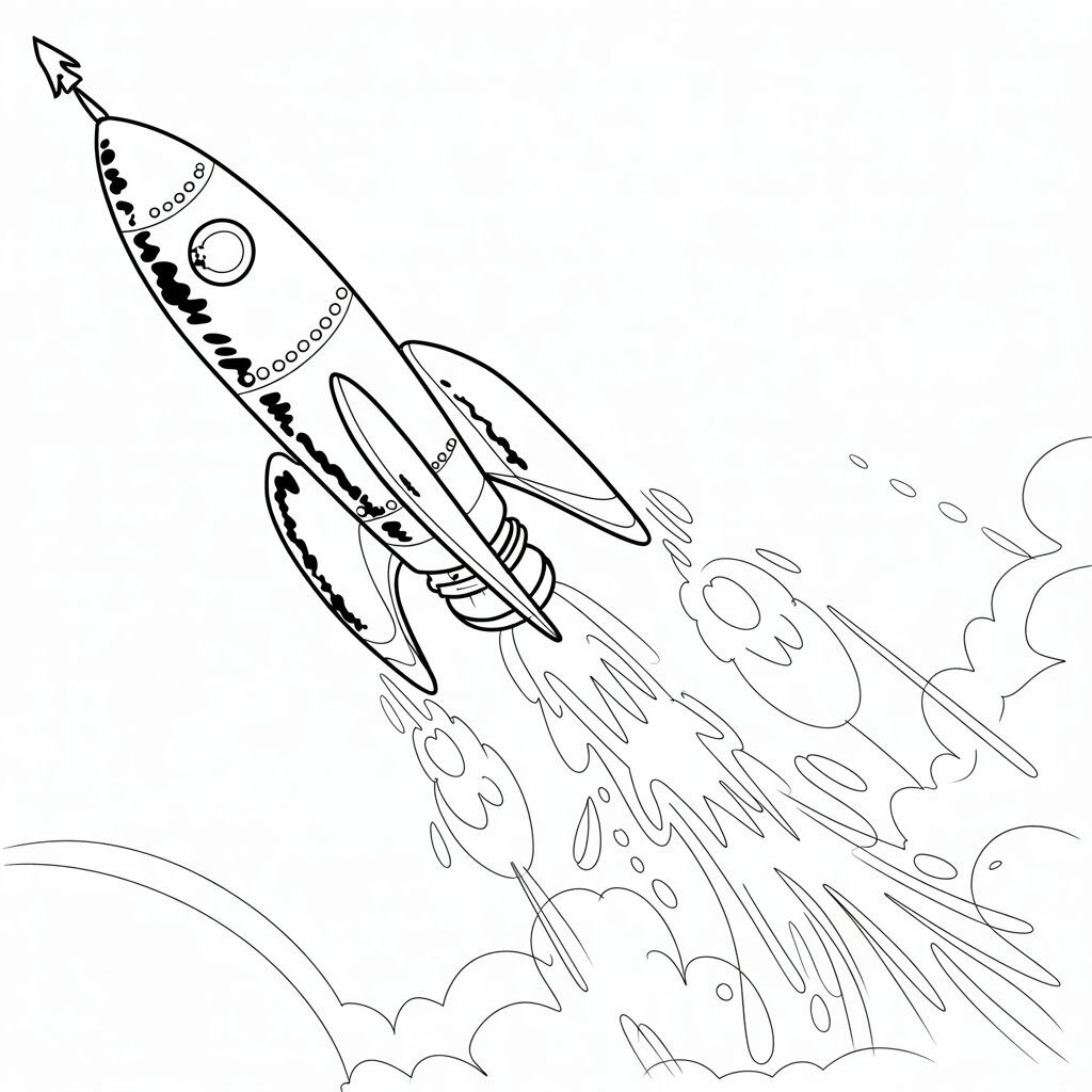 rocket ship coloring page