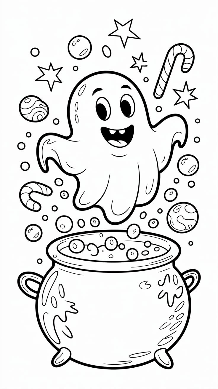 spooky cat coloring page
