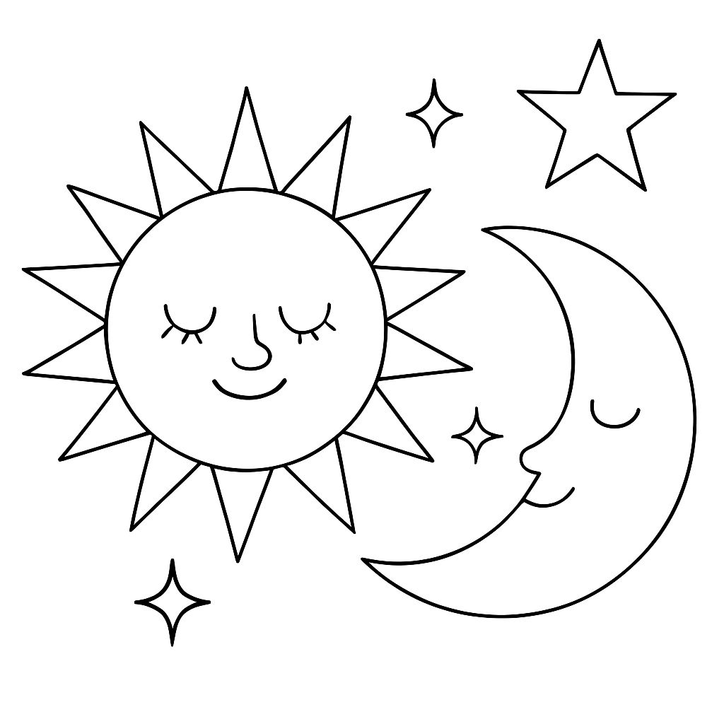 sun and moon coloring pages