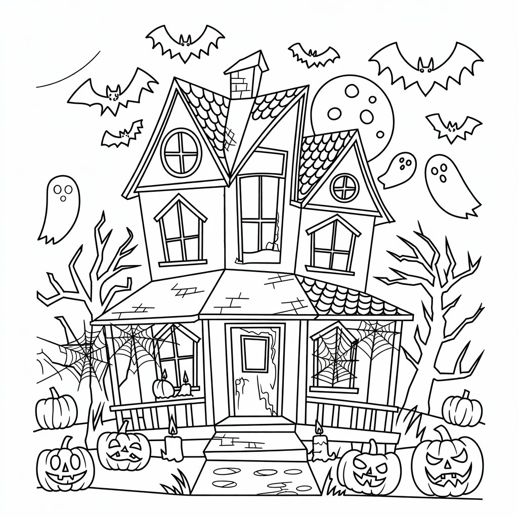 haunted house coloring page