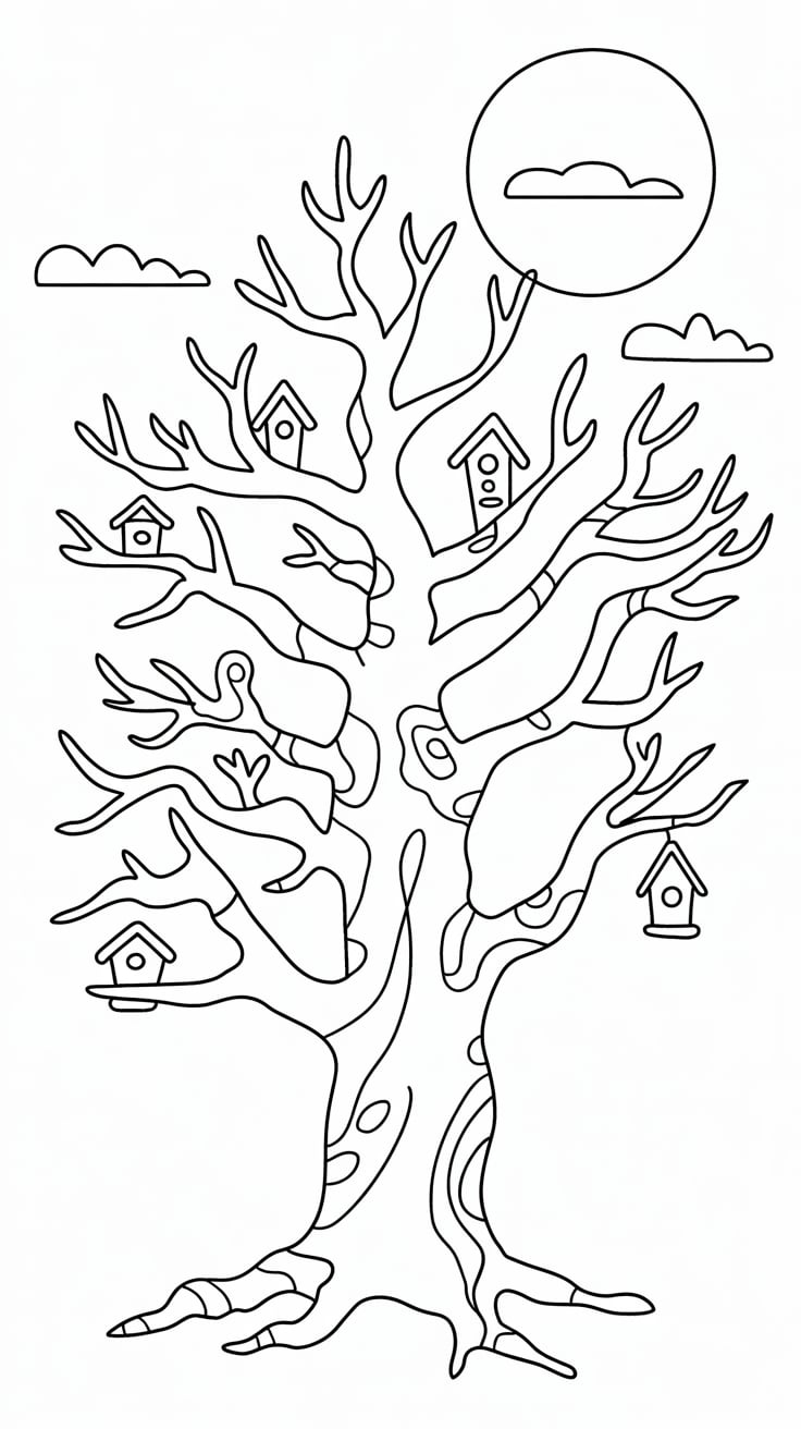 printable tree coloring page