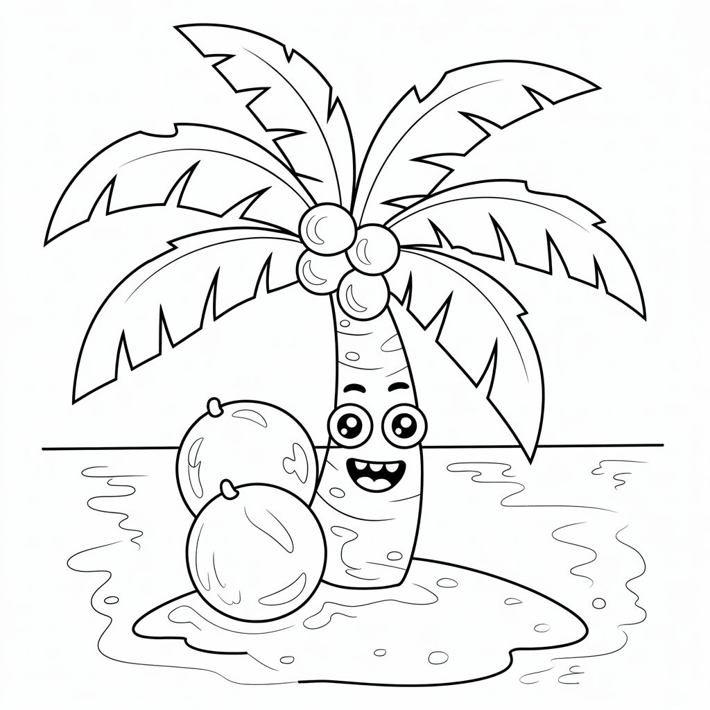 palm tree color page