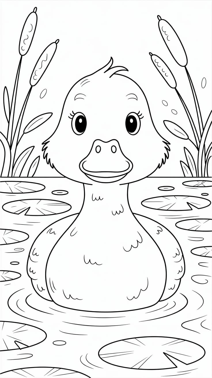 coloring page of a duck