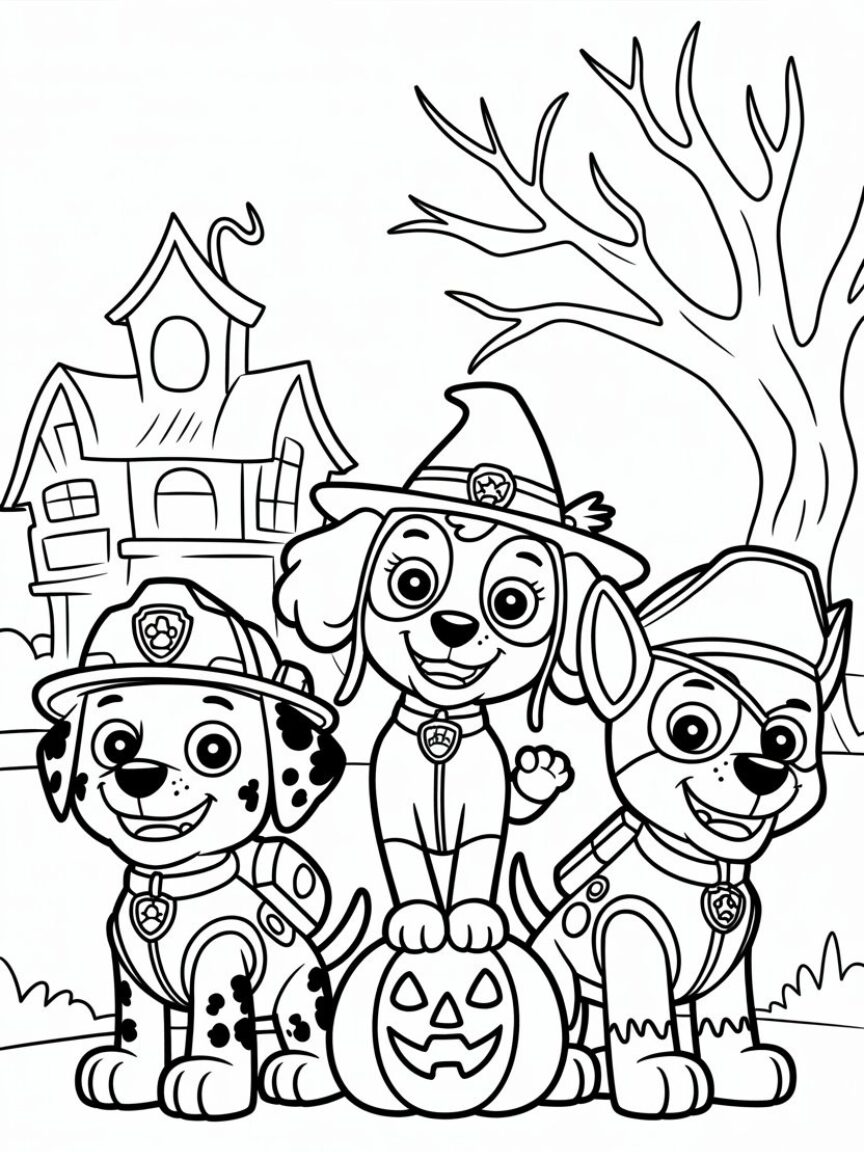 Paw Patrol Halloween Coloring Page