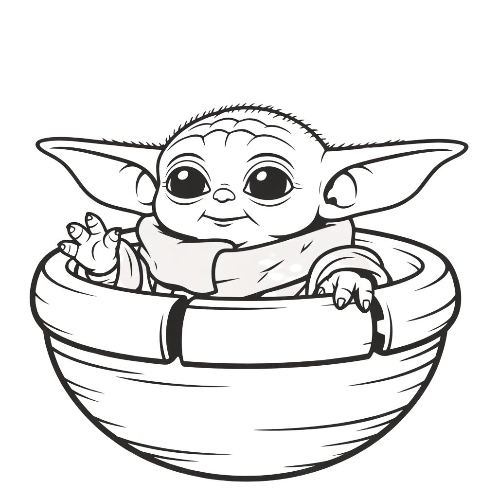 baby yoda coloring page free