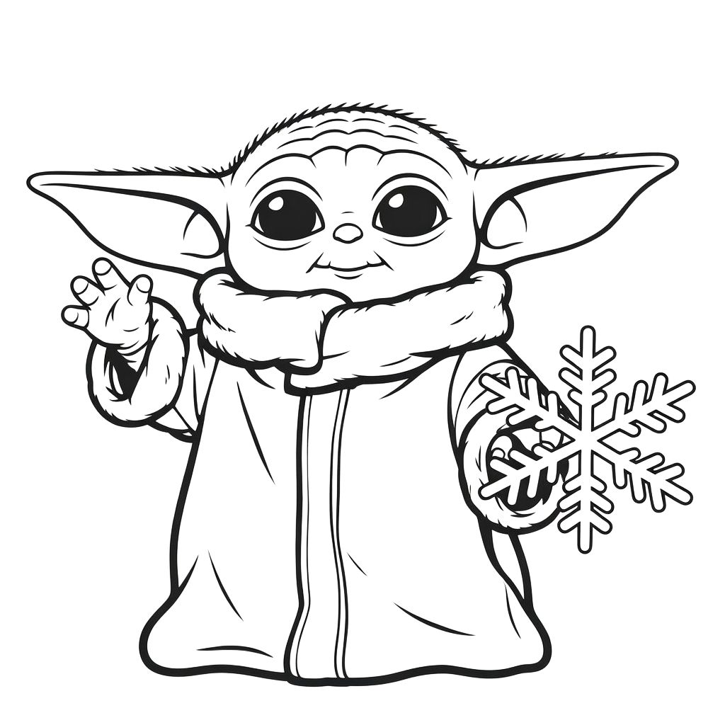 baby yoda christmas coloring page