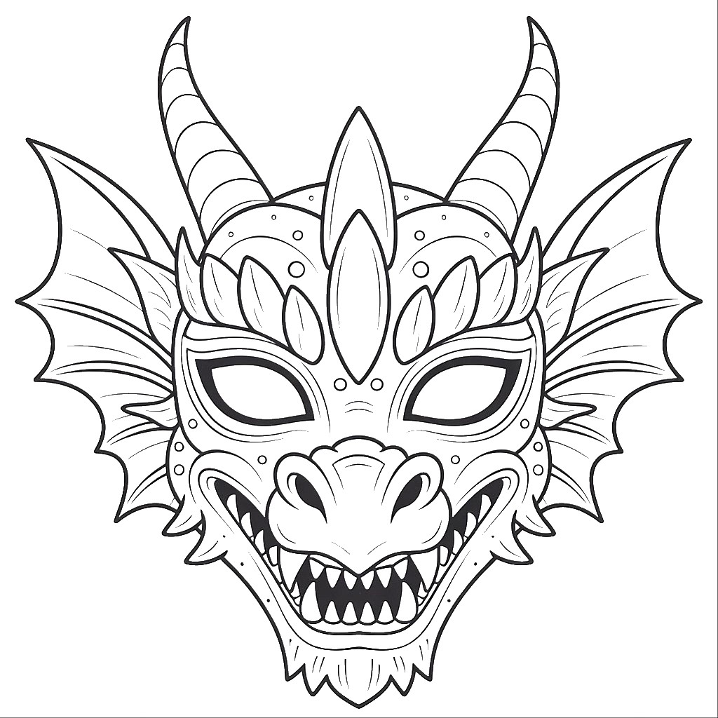 chinese dragon mask coloring page