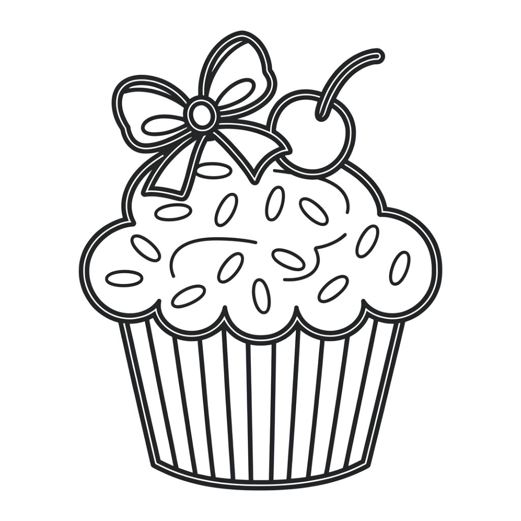 coloring page of a cupcake