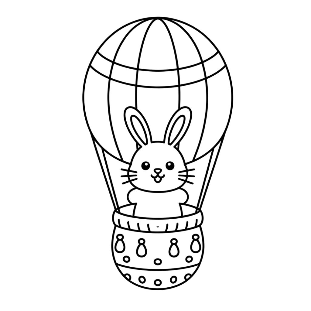 coloring page of a hot air balloon