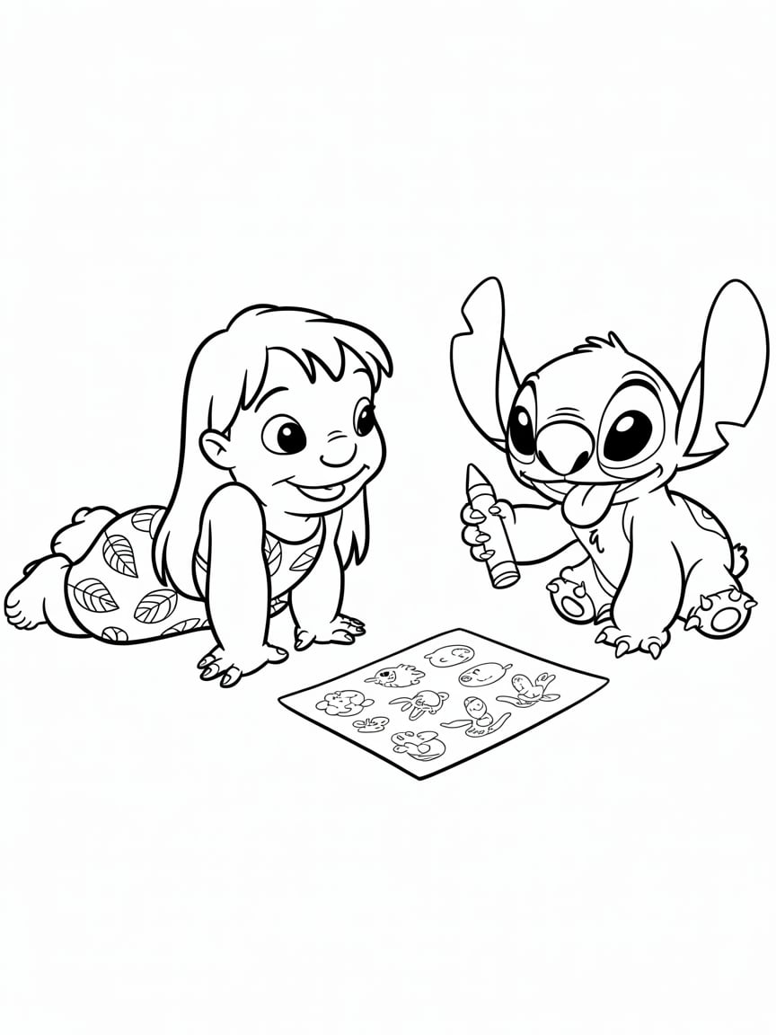 coloring sheets lilo and stitch