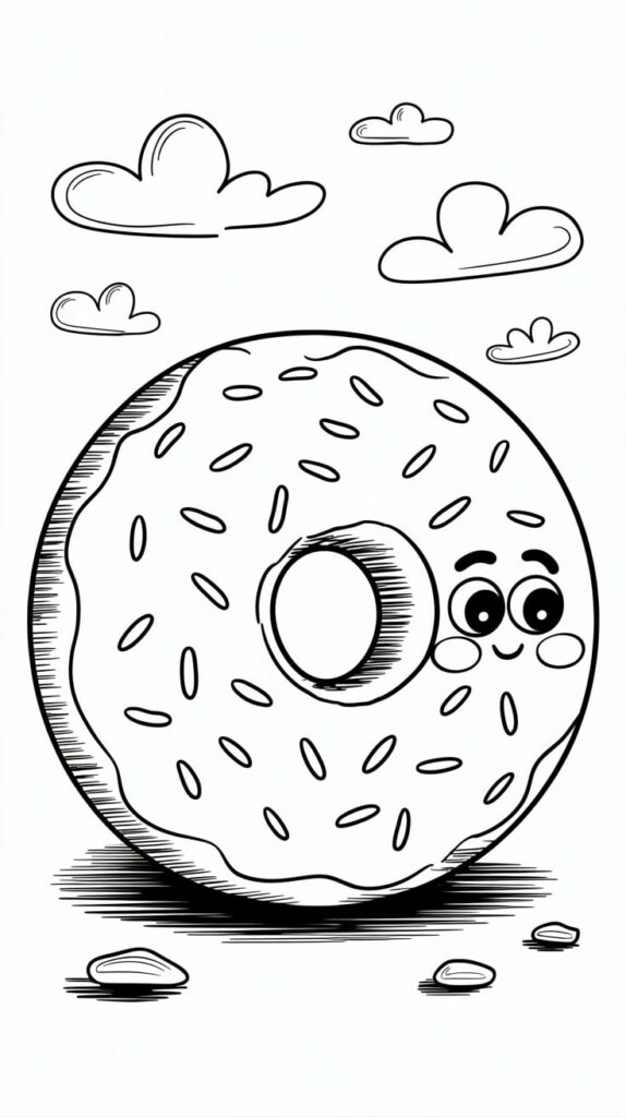 donut coloring page printable