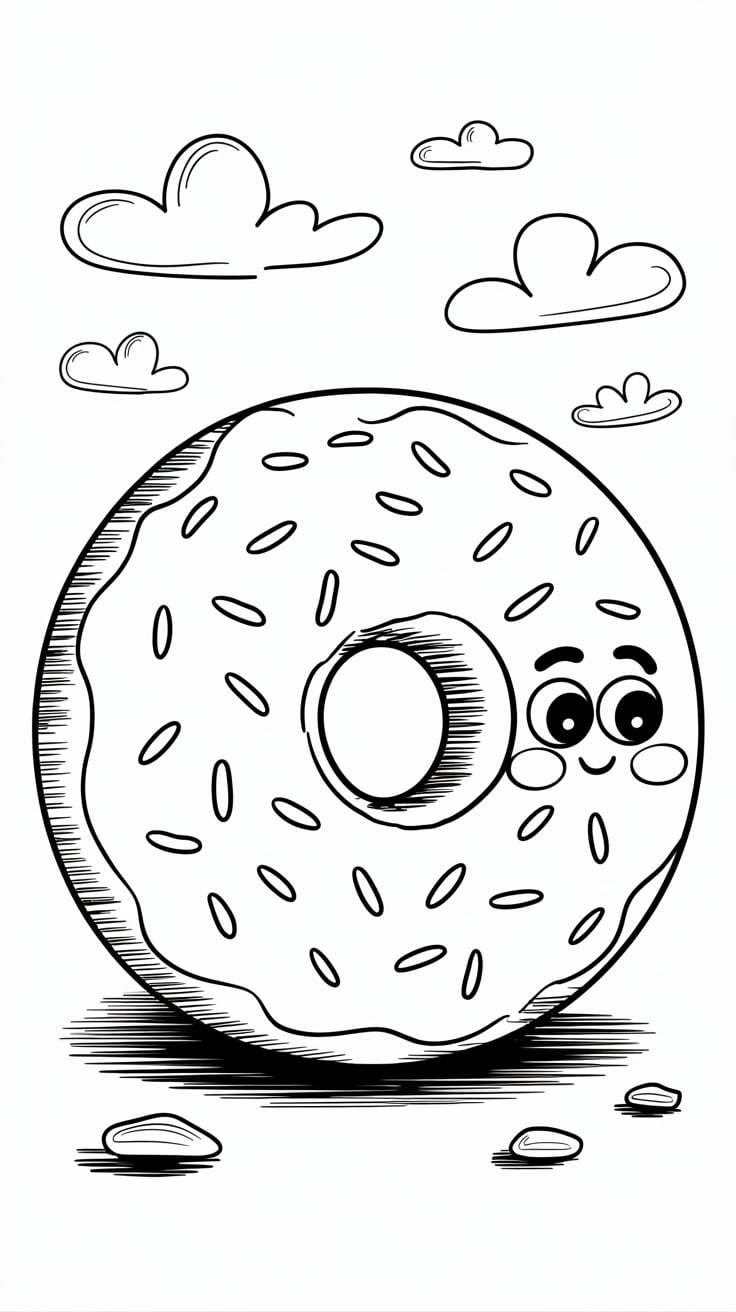 donut coloring page printable