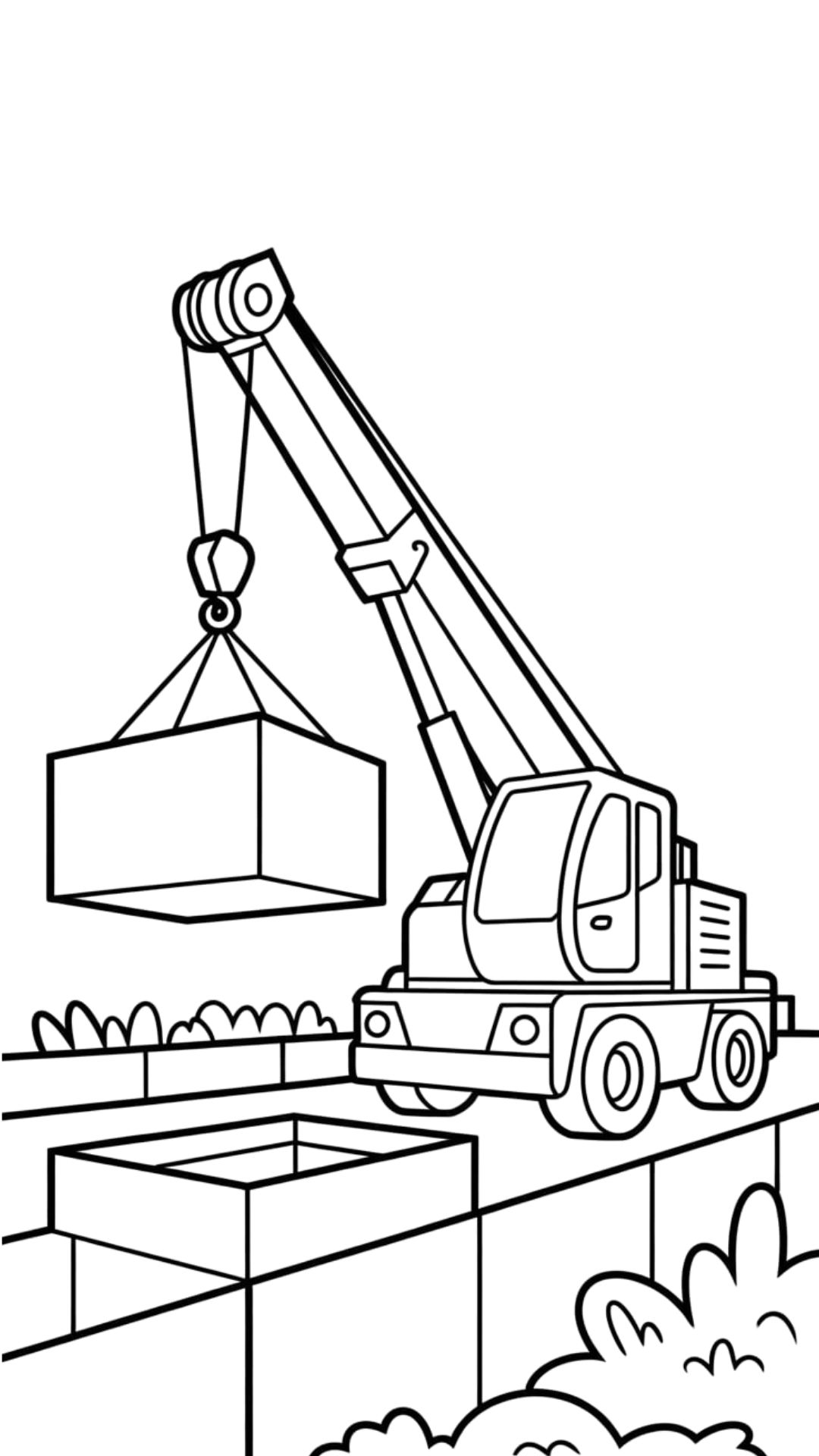 Crane Coloring Page Construction Vehicle Coloring