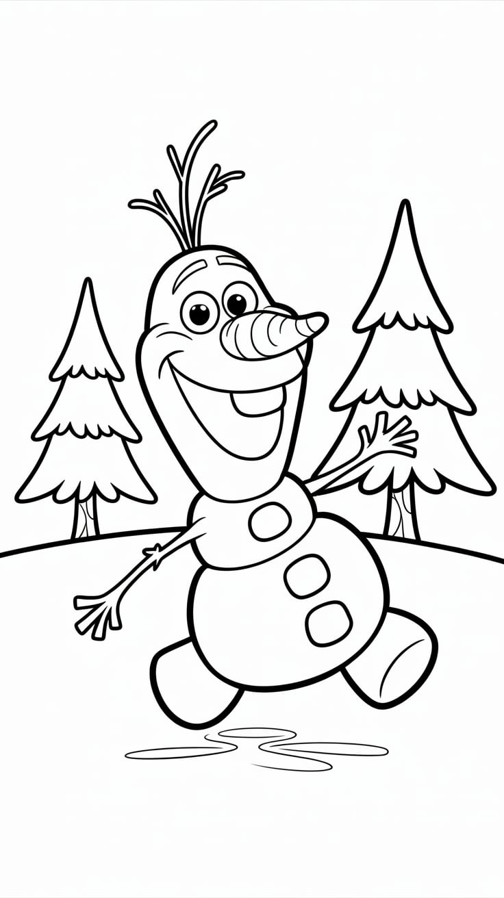 anna elsa olaf coloring page