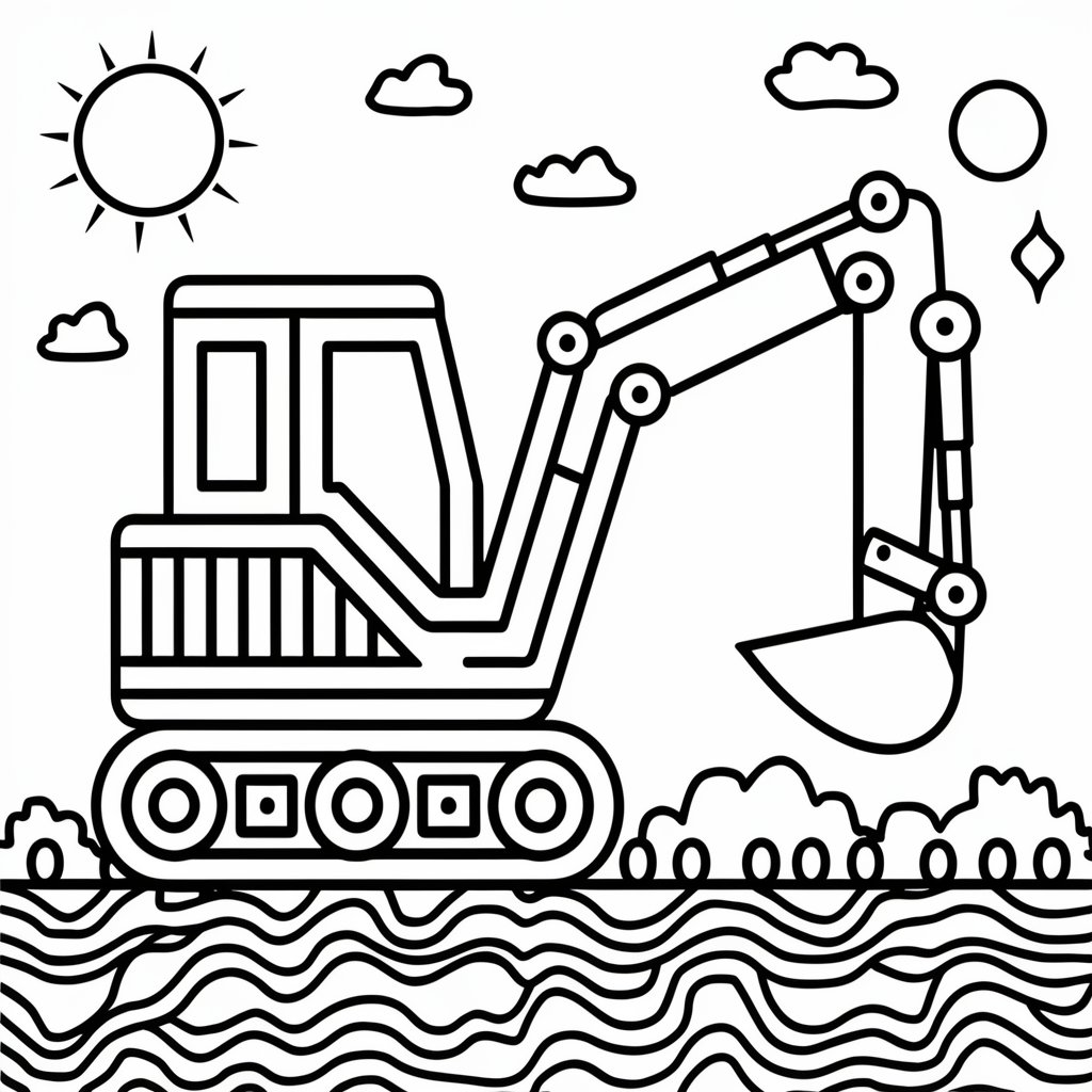 excavator coloring page