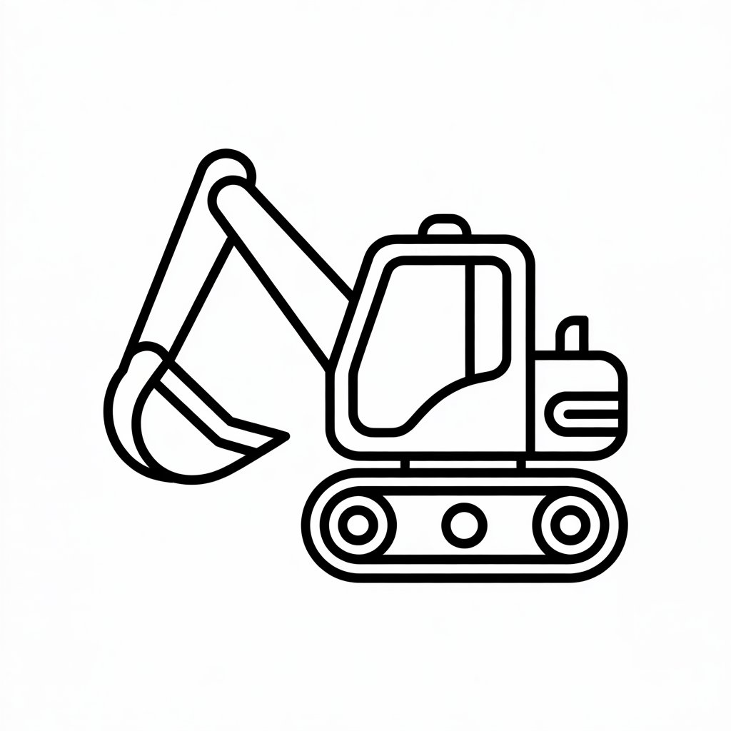 easy excavator coloring page
