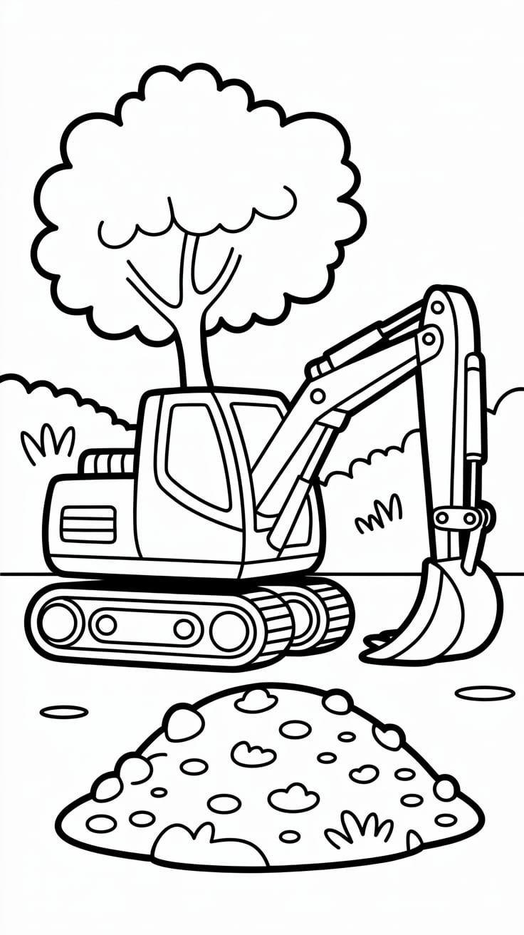 free excavator coloring pages