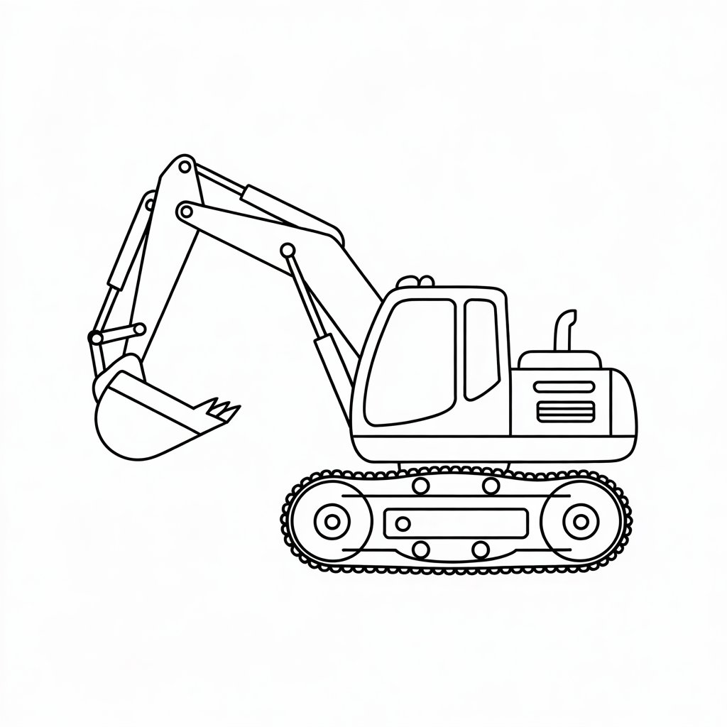 coloring page of excavator