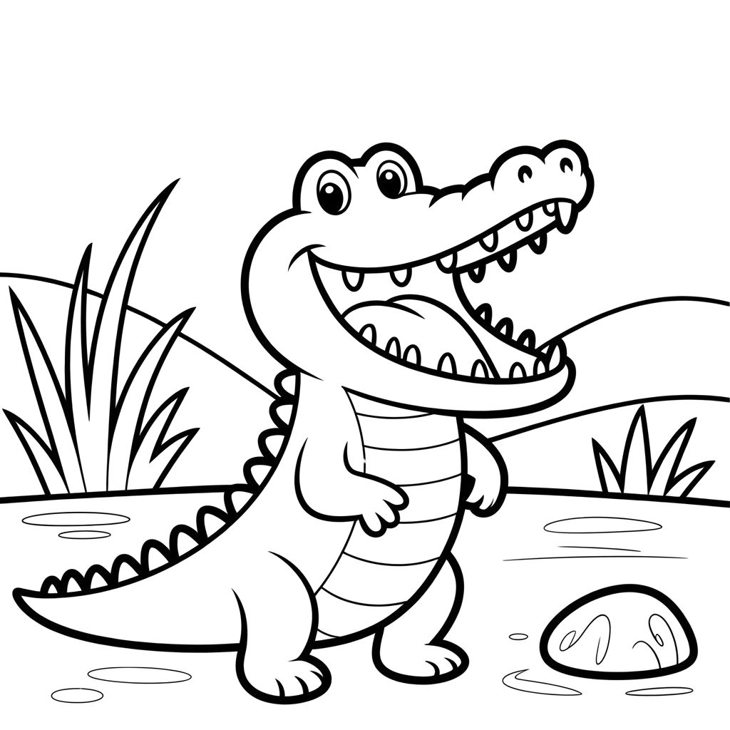 coloring page crocodile