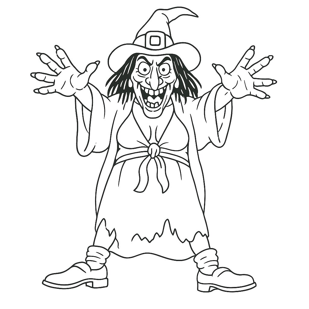 coloring pages of a witch