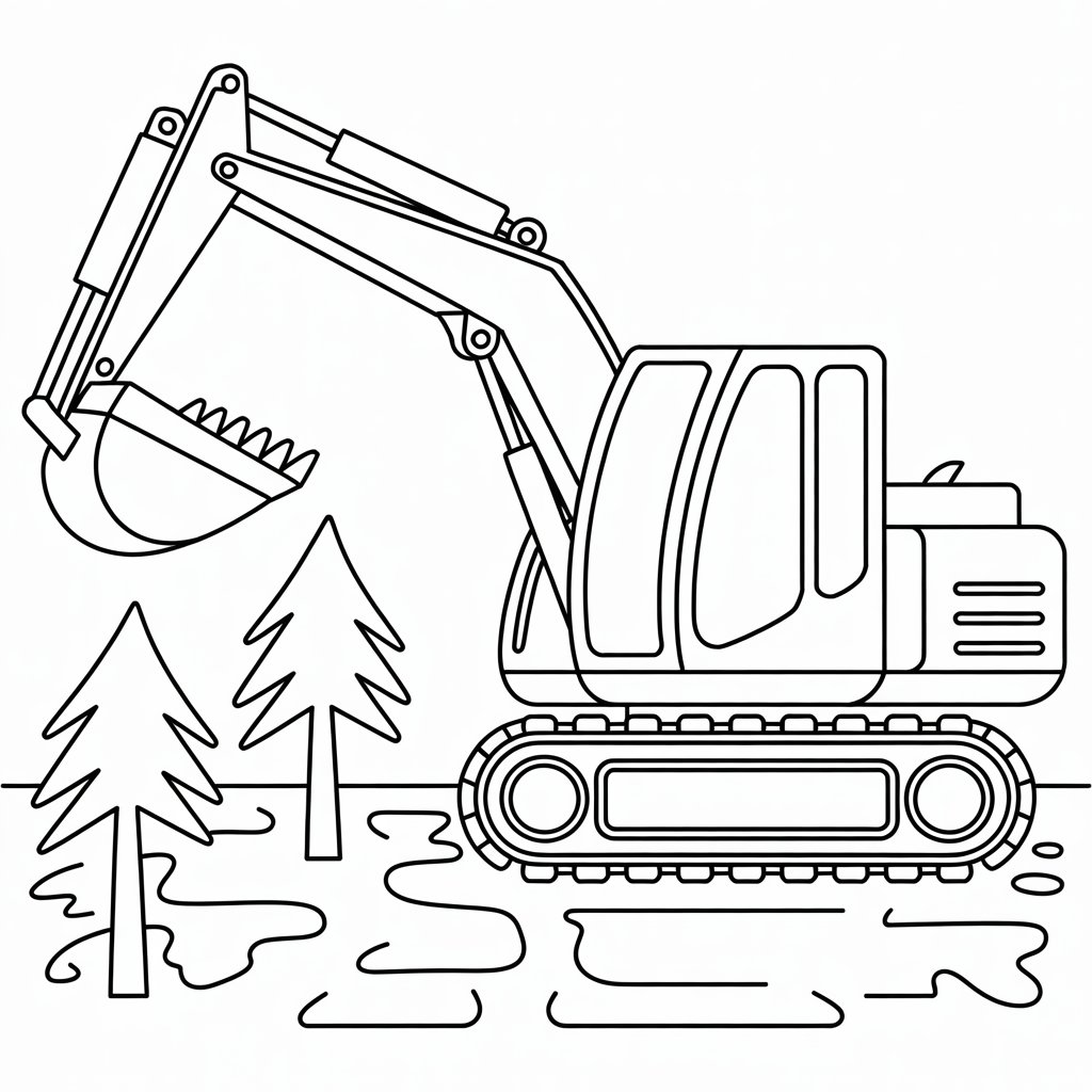 excavator printable coloring pages