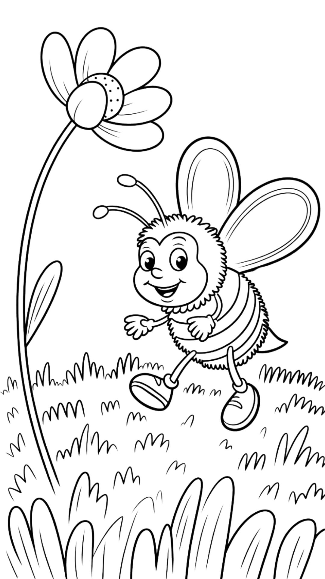 cute bee coloring page