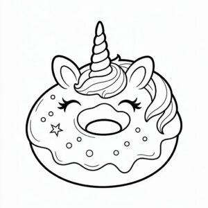 unicorn donut coloring page