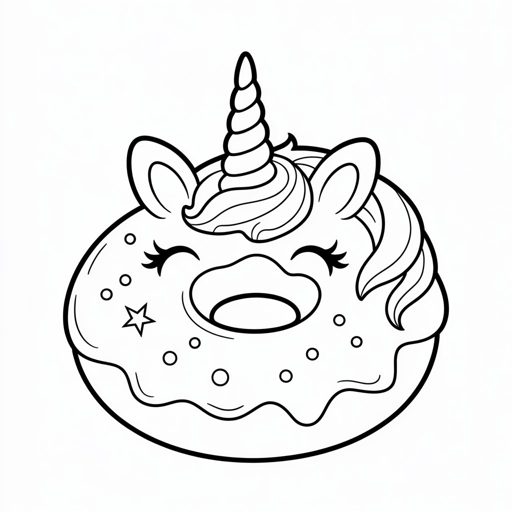 unicorn donut coloring page