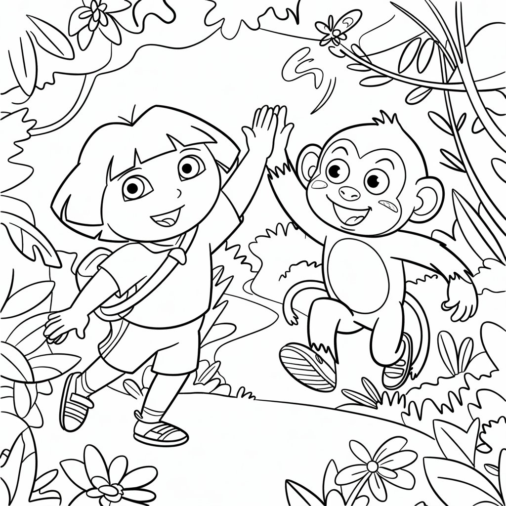 dora cartoon coloring pages