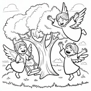 coloring page of an angel
