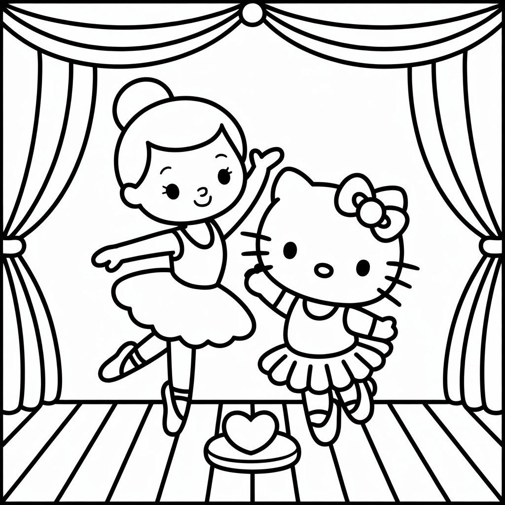 hello kitty ballerina coloring pages