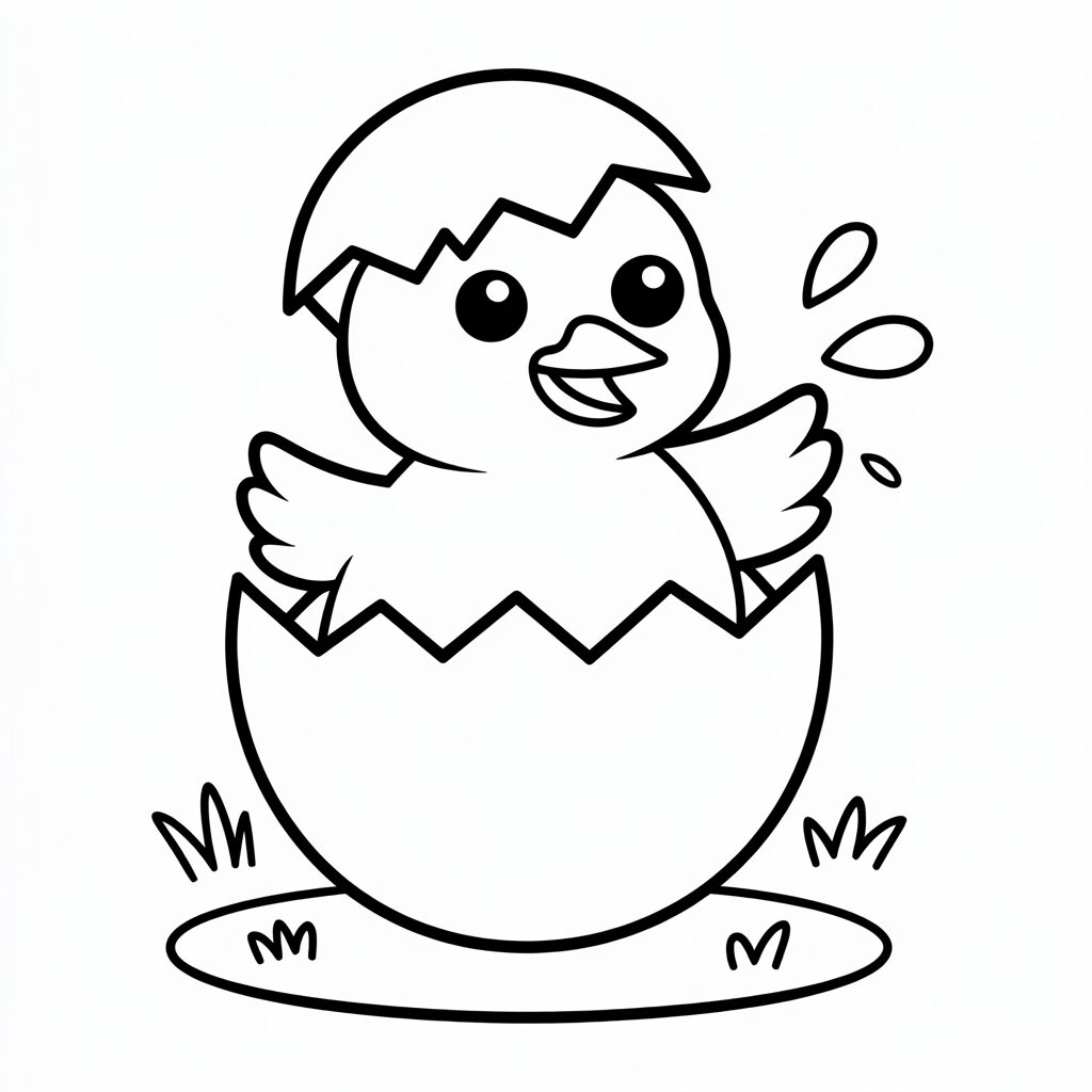 chick hatching coloring page
