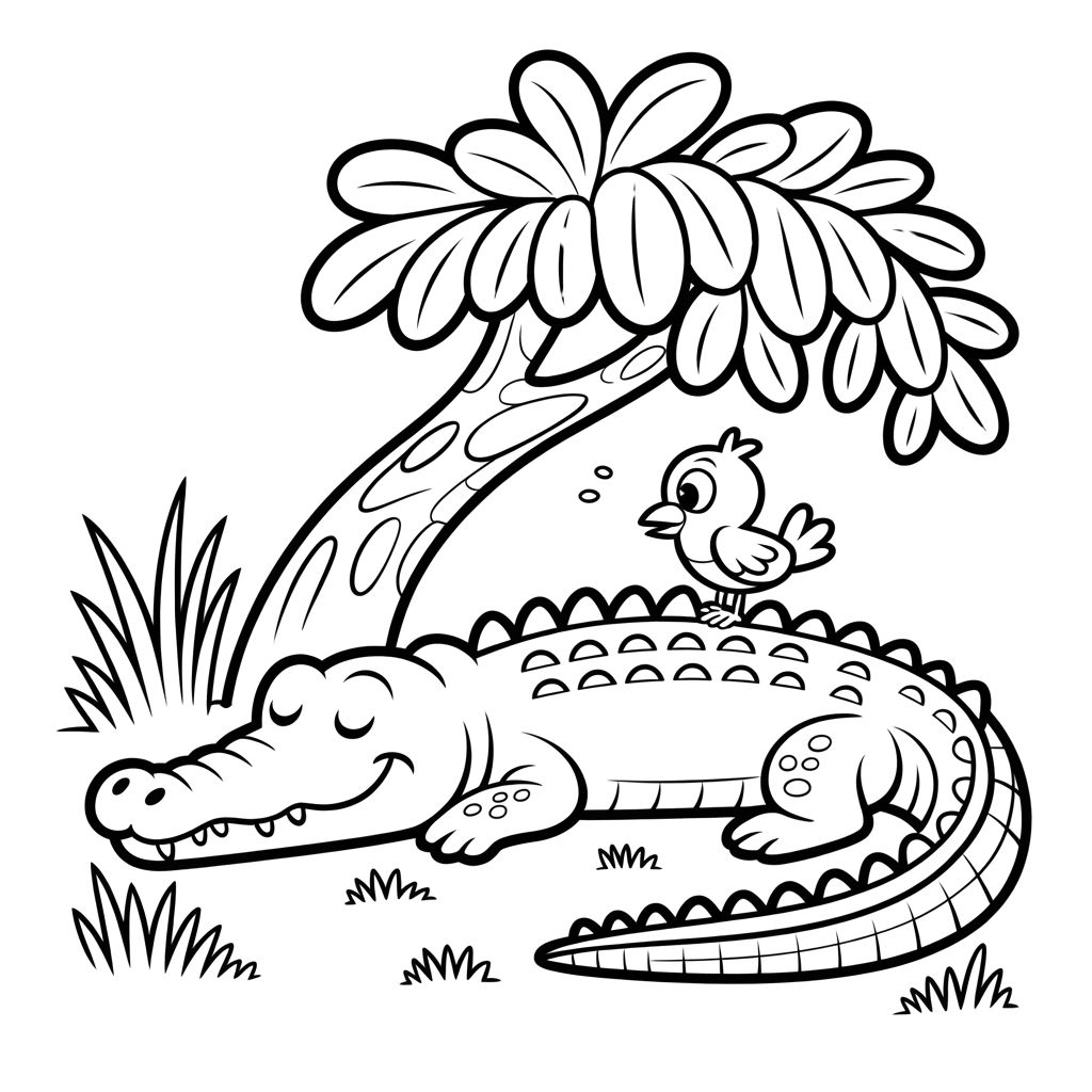 coloring page of crocodile