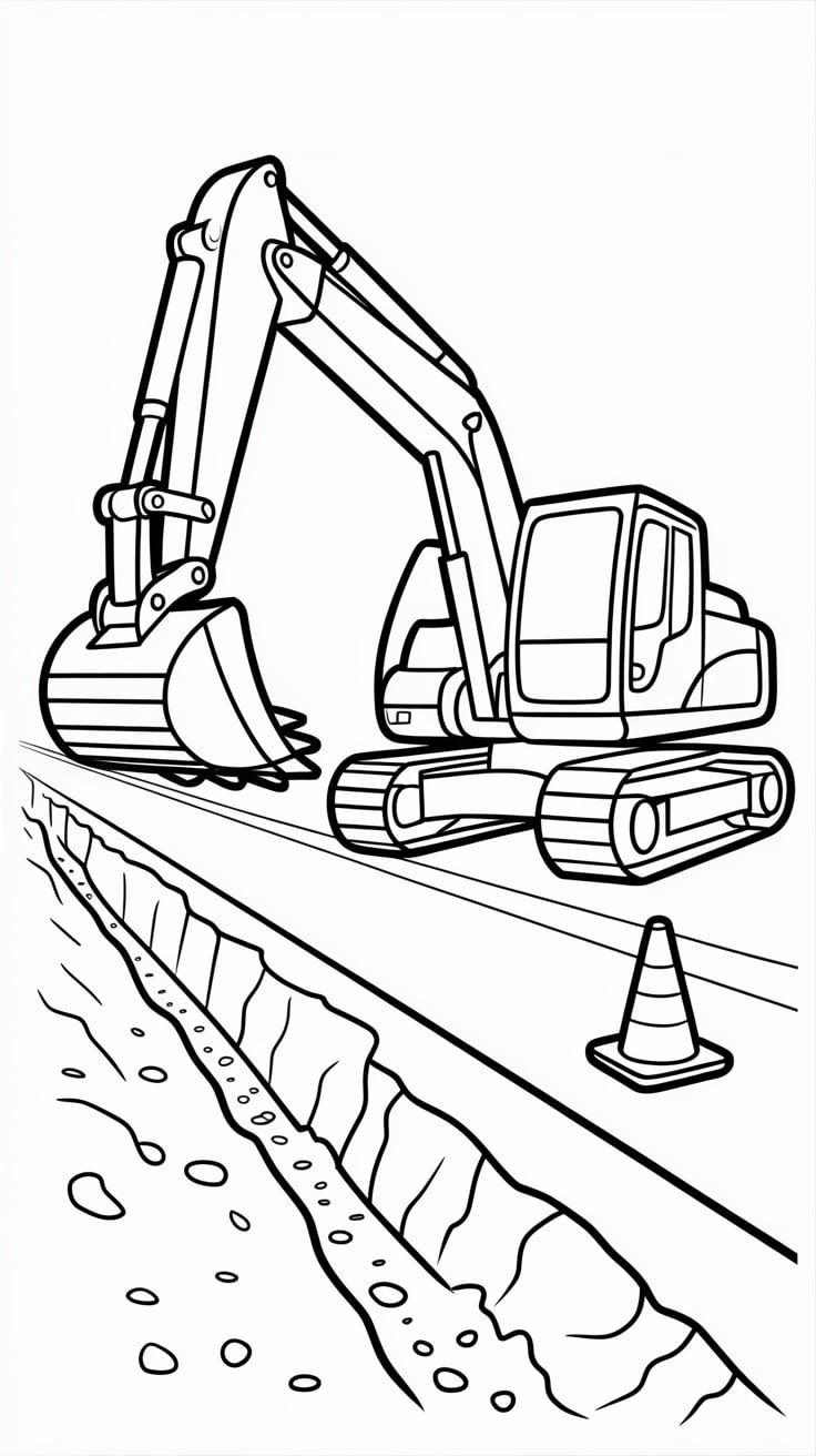excavator truck coloring page