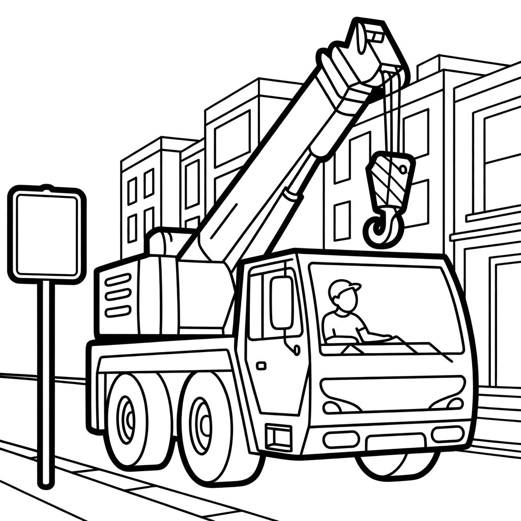 crane truck coloring page printable